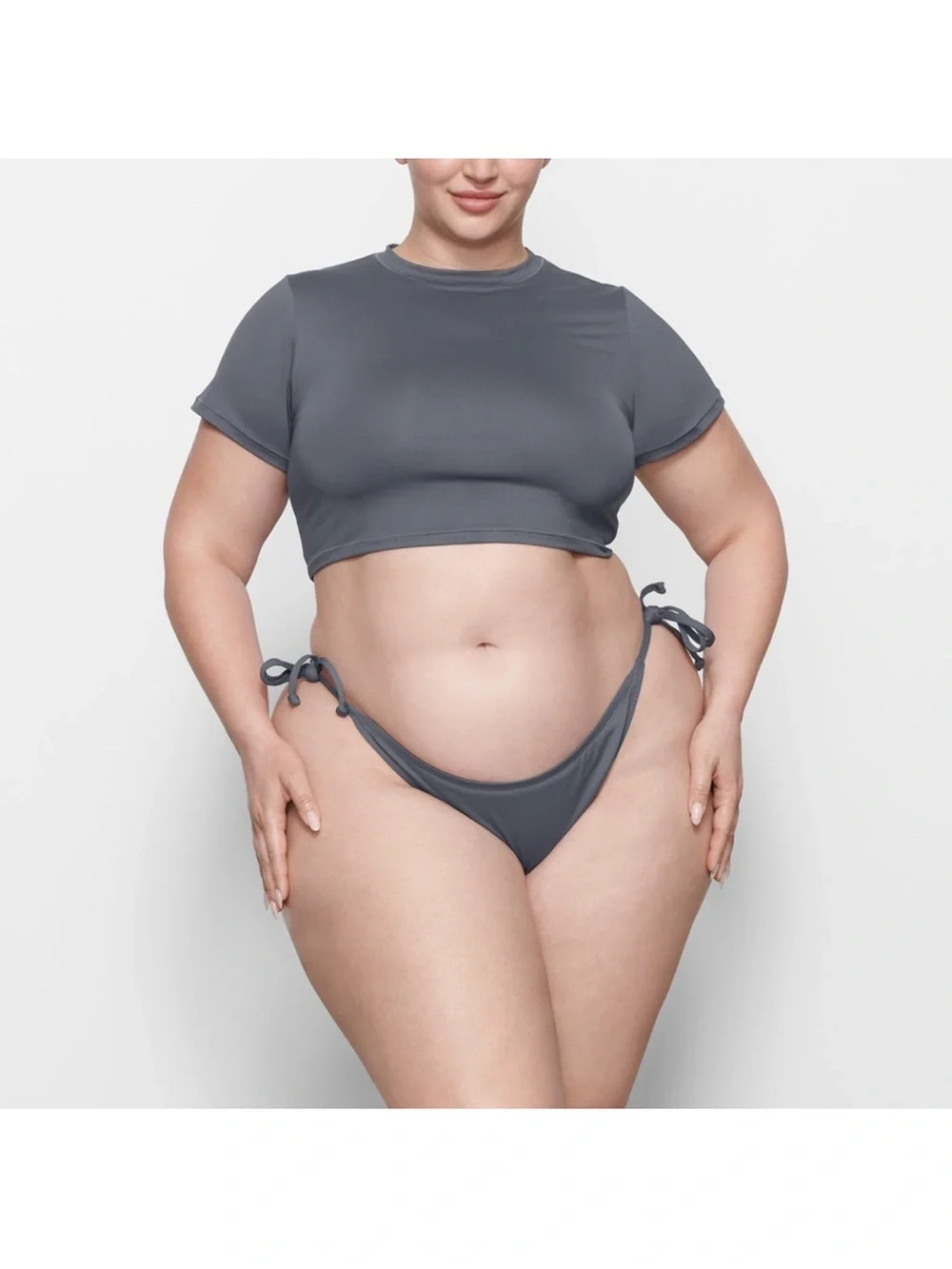 SKIMS Signature Swim Cropped T-Shirt Gunmetal Gray 4X